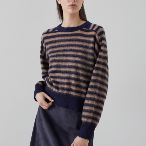 Brunello Cucinelli Striped Mohair, Virgin Wool and Cashmere Sweater with Monili - Picture 2 of 16